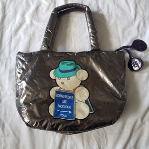 Tous metallic bear tote
